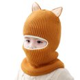 thumbnail image 5 of harmtty Warm 2-5 Years Fox Ear Decor Brimless Solid Color Eyes Exposed Baby Hat Children Autumn Winter Thickened Plush Lining Scarf Hat Costume Accessories Light Pink, 5 of 8