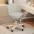 thumbnail image 5 of Small Desk Chair Round Rolling Chair with Back PU Leather Height Adjustable Swivel Vanity Work Computer Stool Chair for Home Office Bedroom, Set of 4, 5 of 6