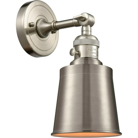 

Brushed Satin Nickel Tone Wall Sconces 5 Wide Steel/Cast Brass Medium Base 1 Light Fixture