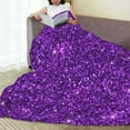 thumbnail image 6 of Bingfone Purple Glitter Print Flannel Fleece Blanket Throw Blanket for Bed,Sofa,Couch,Travel,Camping(50"x40" ), 6 of 8