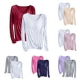thumbnail image 1 of breaise Chemises à Manches Longues pour Femmes Pyjamas Grande Taille Chemises Manches Longues Hauts d'Entraînement pour Femmes Col en V T-Shirts de Randonnée 2 Pcs, 1 of 3