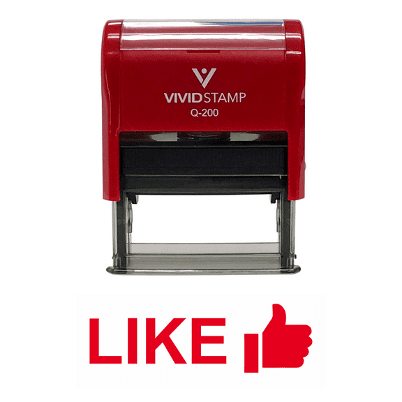 Vivid Stamp LIKE (Thumbs Up) Self Inking Rubber Stamp (Red Ink) - Medium