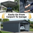 thumbnail image 3 of Arrow 12' x 20' x 7' 29-Gauge Carport with Galvanized Steel Roof Panels and Enclosure Kit, Charcoal, 3 of 17