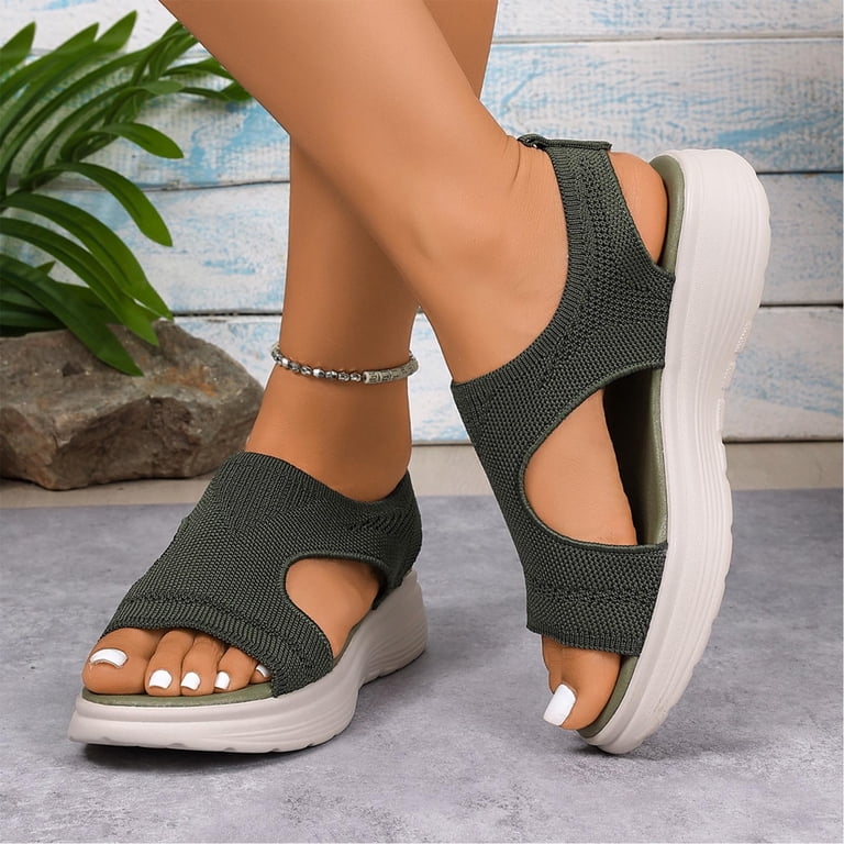 women's dress sandals with arch support Utoimkio Comfortable Orthopedic Ladies Walking Shoes Open Toe Slip On Platform Sandals slip grip – the outsole is made with a non Orthopedic Sandals for Women,Women Walking