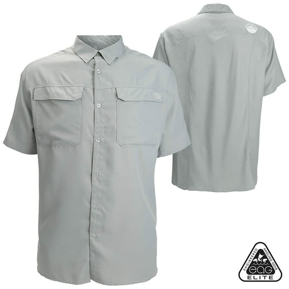 EAG Elite Button Down Big Blue S/S Fishing Shirt (L)- Silver
