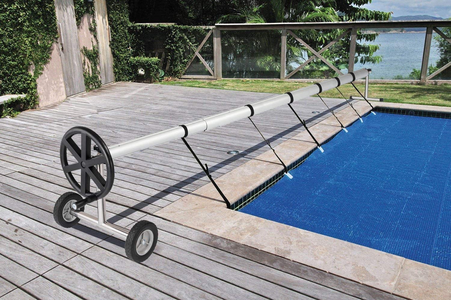 VINGLI Aluminum Solar Swimming Inground Pool Cover Reel Set, Up to