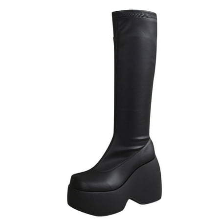 

Women S Keen-High Boots Fashion Autumn Winter Knee High Thick Bottom Super High Solid Round Toe Party Style