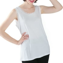 SWSMCLT Women's Loungewear Autumn Basic Classic Cool Elasthane Sleeveless Pajama Tops Tank Cami Pj Bamboo Casual Pajamas White Medium