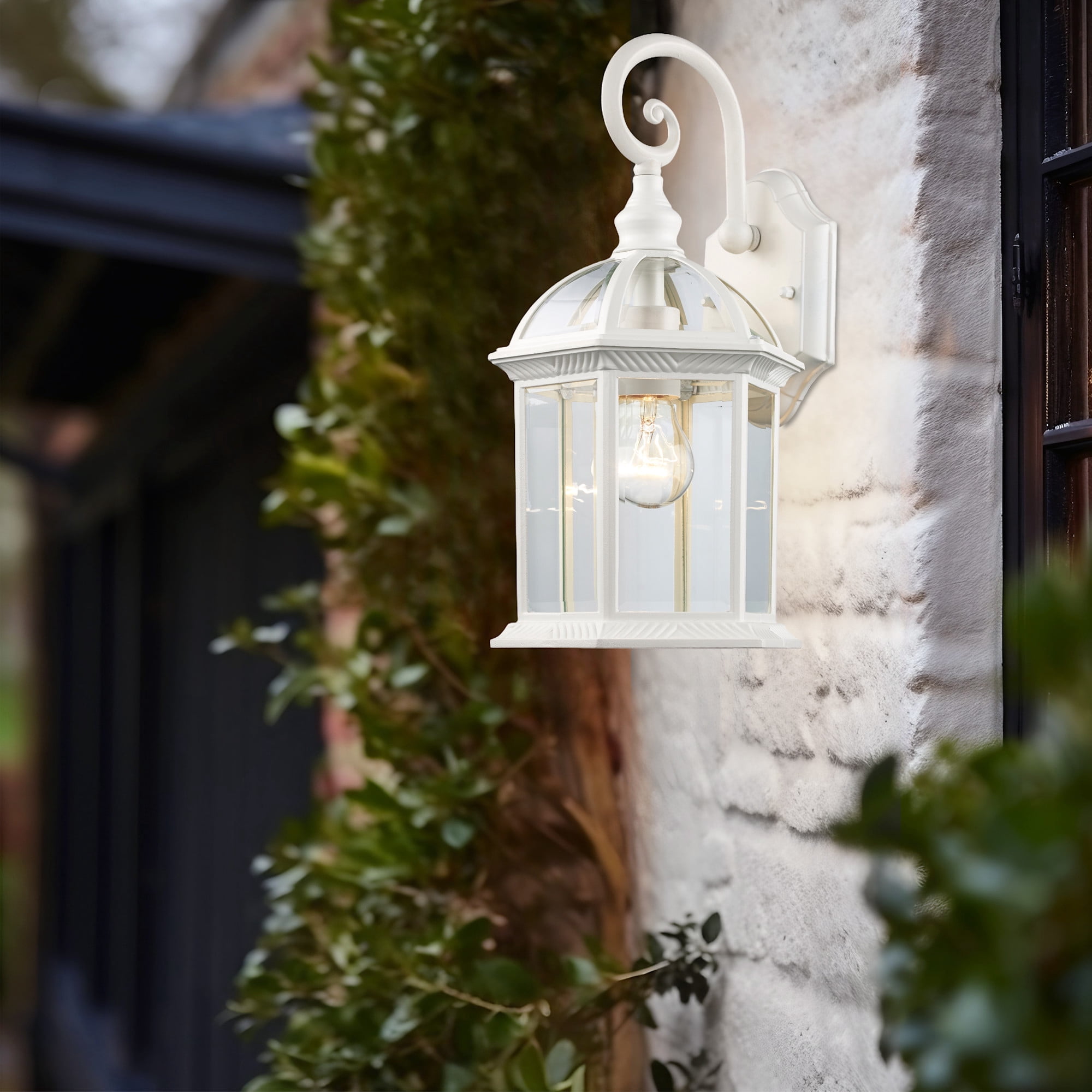 Bel Air Lighting Wall Mount 1-Light Outdoor Black Coach Lantern with Clear Glass