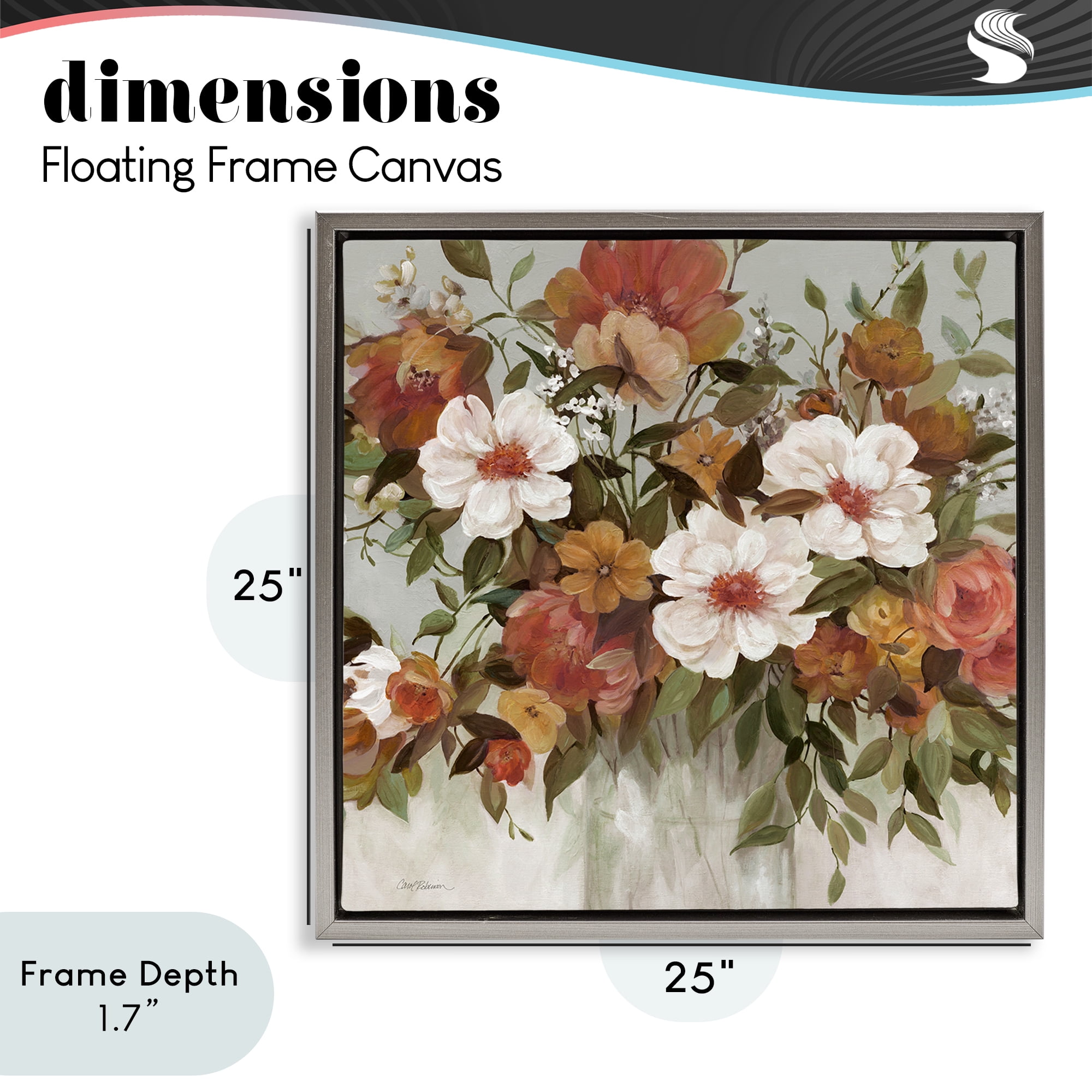 Stupell Industries Muted Vibe Bouquet Gray Framed Floater Canvas Wall Art, design by Carol Robinson