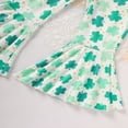thumbnail image 6 of ZEHJUHAN Girls' Cute Clover Print 2-Piece Set, Short Sleeve Round Neck T-Shirt and Flare Leg Pants Outfit Green，S, 6 of 10