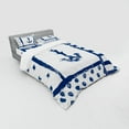 thumbnail image 3 of Anchor Duvet Cover Set, Grunge Murky Boat Marine Silhouette Polka and Stripe Retro Navy Theme Art, Bedding Set with Shams and Fitted Sheet, 3 Sizes, by Ambesonne, 3 of 3