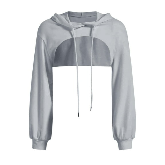 Dyfzdhu Hoodies Crop Hoodie Pullover Very Short Sweatshirts Long Sleeve Pullover Round Collar Cut Outs Shirts With Hood Hoodies For Women