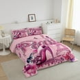 thumbnail image 3 of France Paris Style Bedding Rose Purple High Heel Print Comforter Set Eiffel Tower Romantic Themed Bedding Comforter Sets Dreamy Glitter Butterfly Duvet Insert Princess Bedroom Decor Quilt, 3 of 6