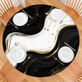 thumbnail image 2 of Black White Gold Marble Pattern Round Fitted Tablecloth with Elastic Edge,Dining Table Cover Waterproof,Outdoor Round Tablecloth for Camping,Dining,Indoor and Outdoor, 2 of 7