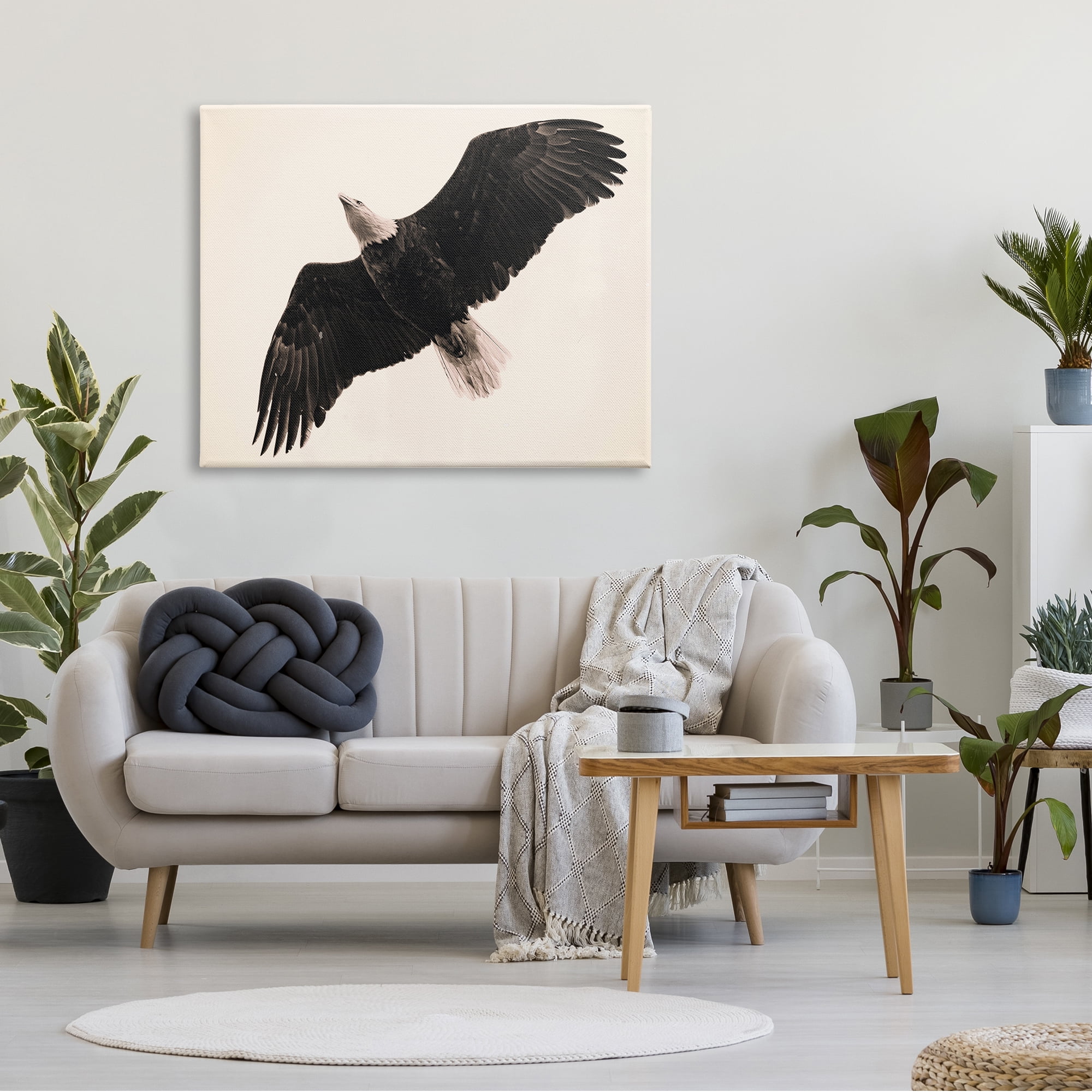 Stupell Industries Eagle Flying Overhead Vintage Bird Sepia Tone Photography, 48 x 36,Design by Nancy Crowell