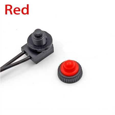

12V Waterproof Latching Push Button On-Off Switch With Lead Wire Black Red