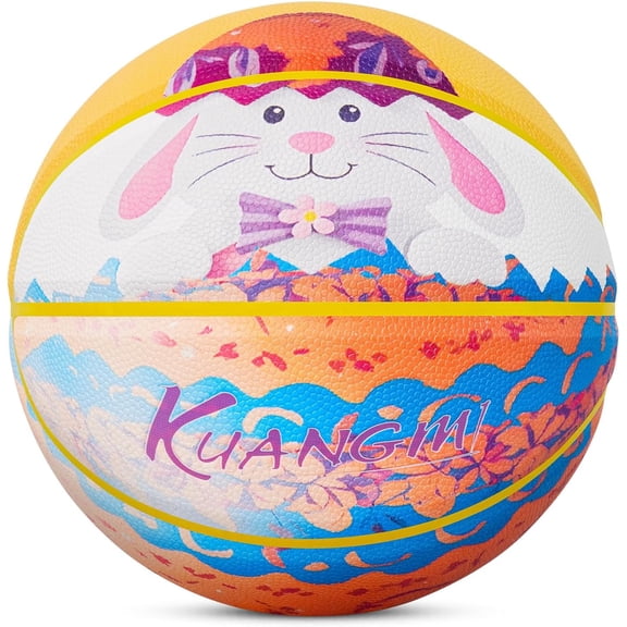 Kuangmi Easter Egg Rabbit Basketball Size5 Fun PU Material 27.5-Inch Indoor and Outdoor Universal Children's and Youth Basketball Training and Entertainment Gift