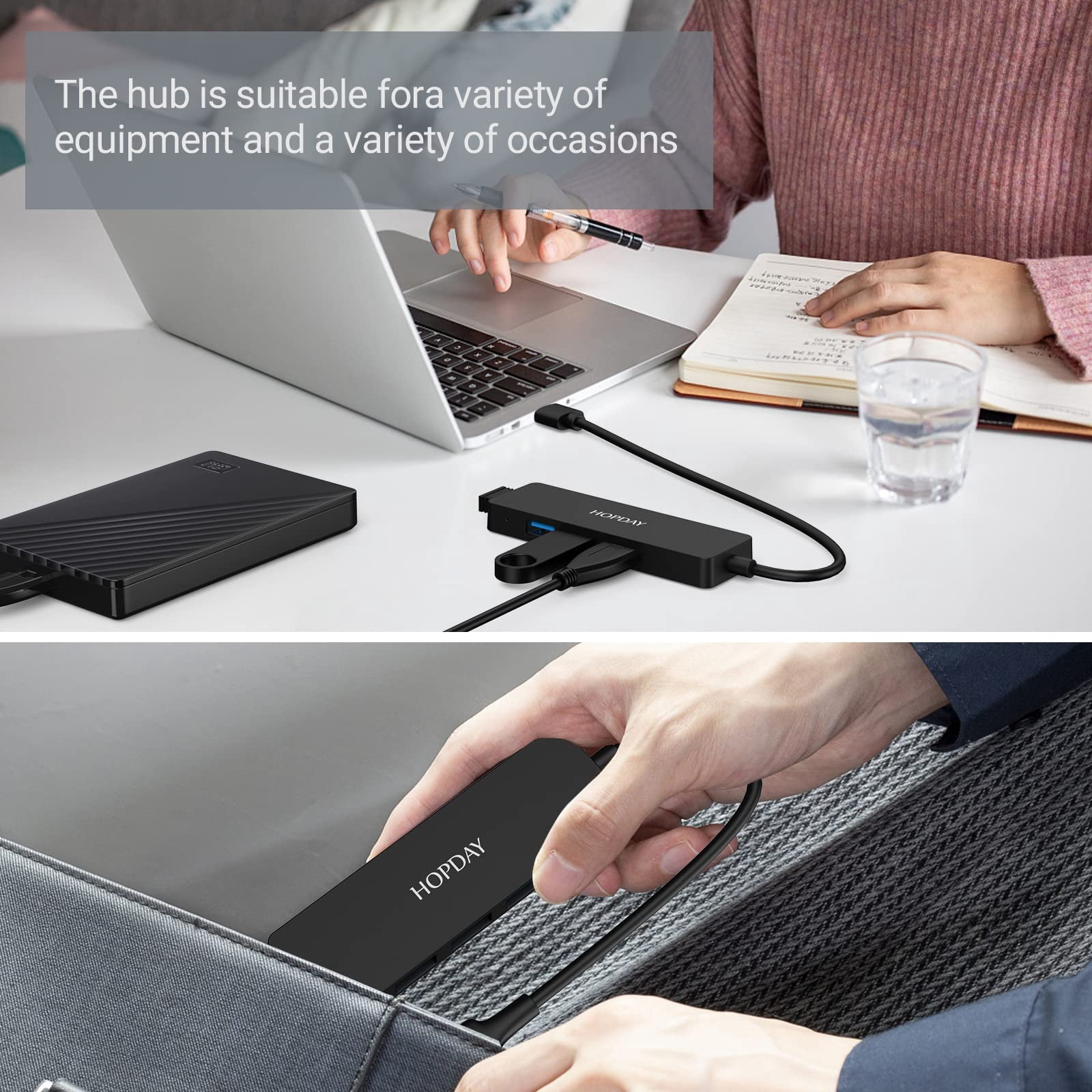 USB Hub, 4 in 1 USB Hub 3.0, USB 3.0 Hub Ultra Slim Adapter for MacBook Pro/Air, iPad Pro/Air, Surface Go, XPS, Pixelbook and more Tpye A Devices