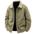 thumbnail image 2 of gbyLJF Men's Corduroy Jacket Winter Fleece Lapel Motorcycle Coat Vintage Bomber Jackets Fleece Lined Coat Thicken Warm Coat with Pockets, 2 of 5