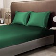 thumbnail image 5 of Honeeladyy Queen Size Satin Fitted Sheet, Simulate Silky Sheet with Elastic Corner Straps, Skin-friendly Soft Lighweight No More Slipping Off for Mattress, 1 Fitted Sheet Only (Green), 5 of 6