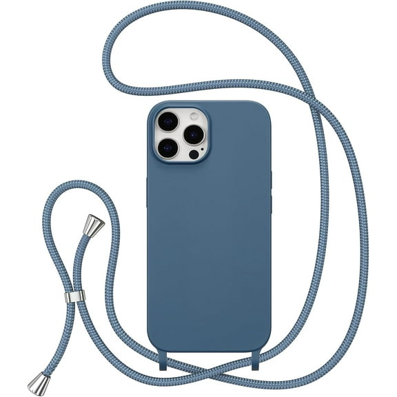 for iPhone 13 Pro Max Case with Strap,Crossbody Phone Case with Adjustable Neck Shoulder Lanyard,Soft Silicone Shockproof Protective Phone Case for iPhone 13 Pro Max 6.7 inch-Dark Blue