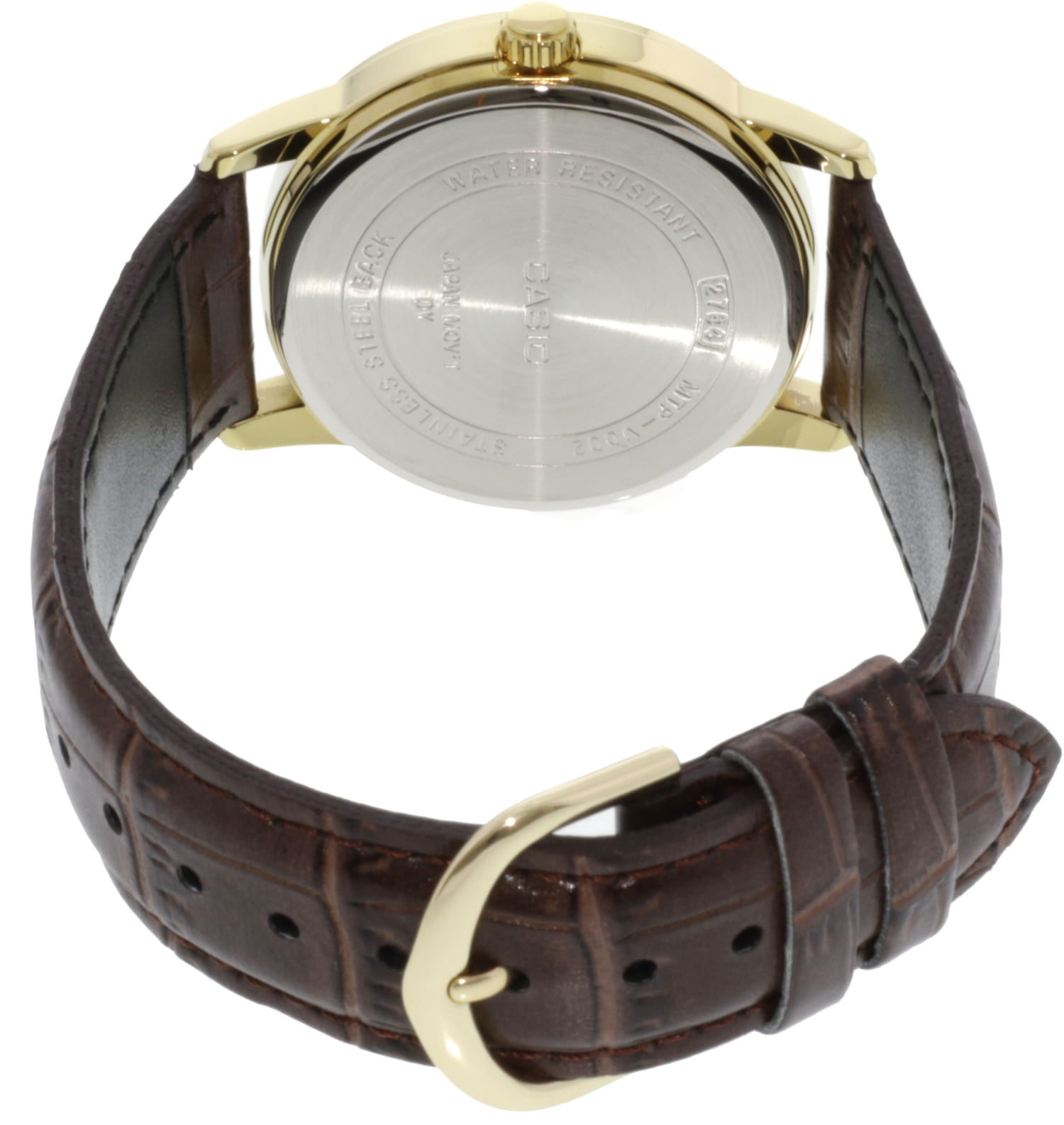 Casio Men's MTPV002GL-1B Gold Bezel Brown Leather Japanese Quartz Fashion Analog Watch