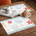 thumbnail image 5 of Placemats Set of 4, Light Green Stripes Shell Placemats Set of 4, Ocean Starfish Jellyfish Coral Tablemats Placemat Table Decoration for Kitchen Table Dinner Party Home Decor Indoor Outdoor, 5 of 8