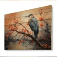 thumbnail image 2 of Designart "Coral Grey Heron silence Pointillism I" Animals Print on Natural Pine Wood, 2 of 5