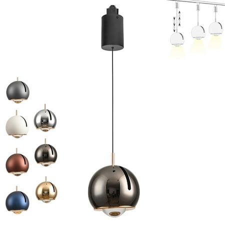 

FSLiving 8W H-Type Track Pendant Light Retractable Lift Droplight with Aluminum Glass Shade 3500K LED Spotlight Indoor Island Light Adjustable Length for Resturant Kitchen Black Pearl - 1 Light