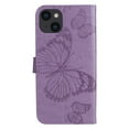 thumbnail image 4 of SaniMore for iPhone 14 Magnetic Flip Wallet Case, [RFID Blocking] Card Holder PU Leather 3D Butterfly Embossing Cover with Kickstand & Wrist Strap Shockproof Protective Shell, Purple, 4 of 7