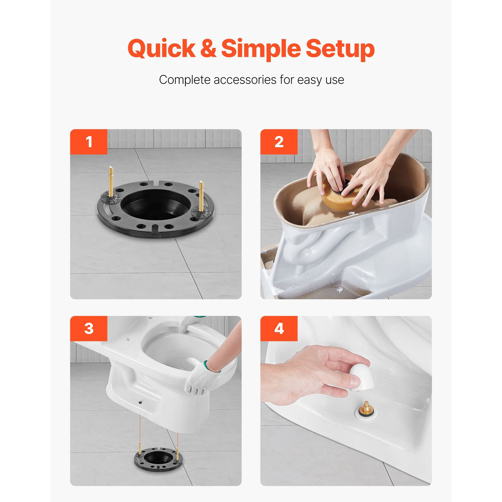 Toilet Wax Ring Kit with Rust-Resistant Fittings, Leak-Proof Odor Seal, Universal Toilet Bowl Gasket for Bathroom Installation Repair