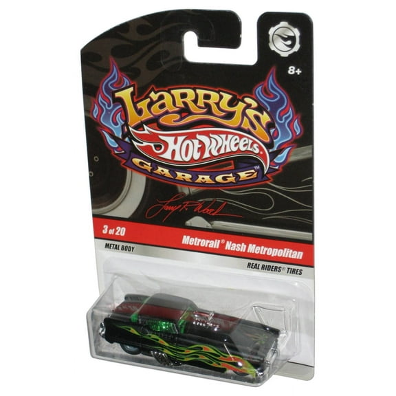 Hot Wheels Larry's Garage (2008) Black Metrorail Nash Metropolitan Real Riders Car 3/20