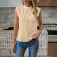 thumbnail image 4 of Women's Mock Turtle Neck Sleeveless Tops Summer Trendy Basic Cap Sleeve Tunic Tank Tops, 4 of 9