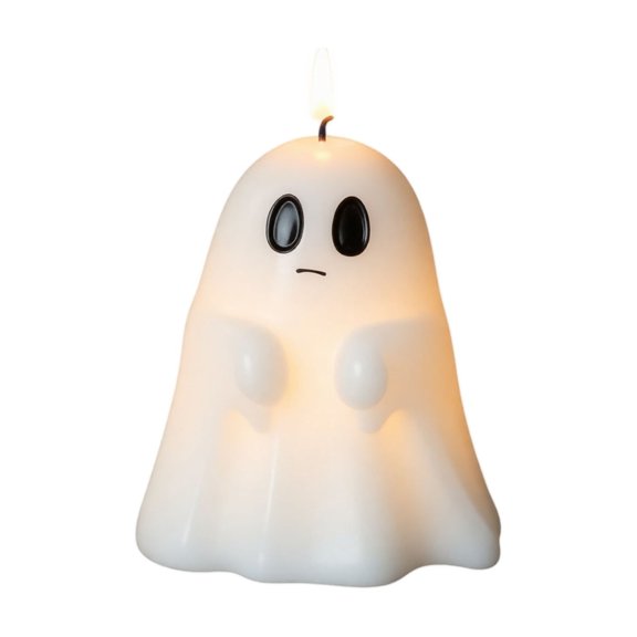 Halloween Decorations Halloween Ghost Flameless LED Candle Resin Statue Spooky Tabletop Decor for Mantel Shelf Home Party Display - A