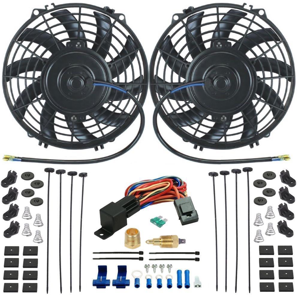 Mounting Kit Dual 9" Universal Curved S-Blade Electric Radiator Cooling Fan