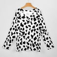 thumbnail image 3 of LYWC Vibrant Cowhide Spots - 1181 Long Sleeve Shirts For Women Oversized Tshirts Tops Tees Fall T-Shirts V Neck, 3 of 7
