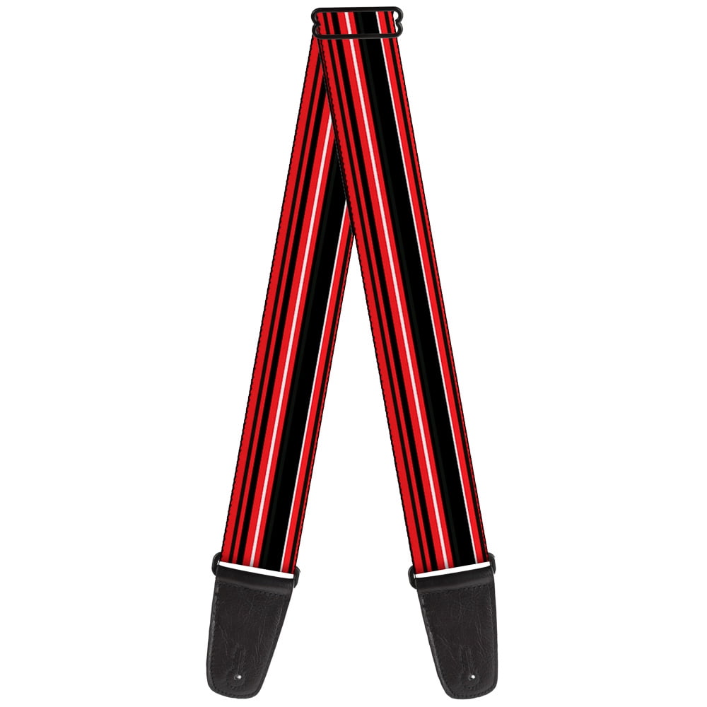 Buckle-Down Guitar Strap, Stripes Red Black White, 2 Inches Wide