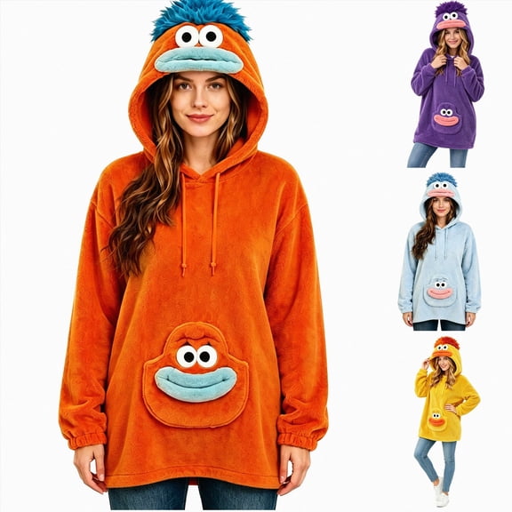 Big Mouth Hoodies Halloween Sweatshirts Soft Flannel Funny Novelty Sweatshirt Fleece Unisex Fall Outfits