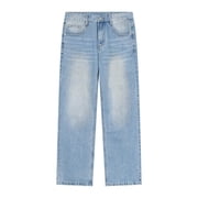 Men's Jeans Loose Casual Pants with Trendy Polished White Design Mid Waist Jeans Jeans Homme Light Blue XL