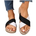 thumbnail image 4 of Oofos Sandals for Women Women's Fashionable And Versatile Plus-Size Straw Color-Block Beach Shoes Spring And Summer Style Trendy And Comfortable Slippers Black 40, 4 of 6