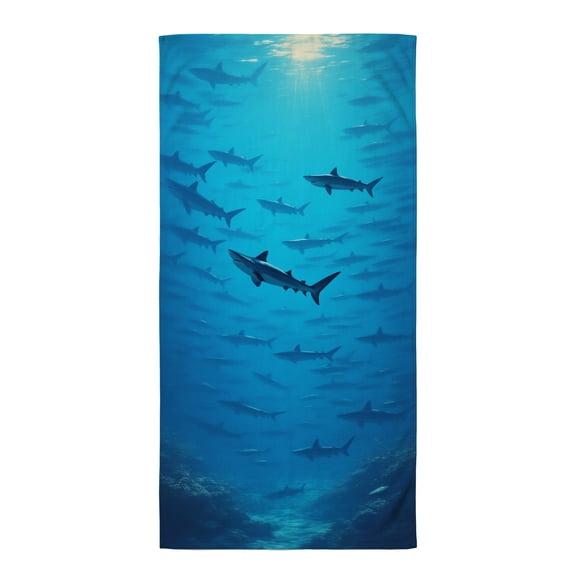 Shark beach towels for adults A large group of sharks swimming in the ocean. thin beach towels for travel beach towel extra large extra large microfiber beach towel beach must have