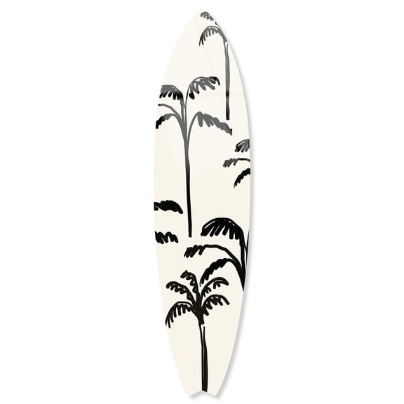 Notoriart Palms Minimalist Surfboard Acrylic Wall Art Die-Cut Coastal Modern High-Gloss Home Decor, 15" x 60"