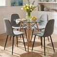 thumbnail image 2 of Juego de 4 Sillas de Comedor HOMEMAKE FURNITURE Gris Asiento de Felpa Tubo de Metal Escandinavo Minimalista, 2 of 6