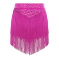 thumbnail image 4 of TiaoBug Women Tassel Latin Dance Skirt Irregular Hem Length Fringe Salsa Tango Rumba Dancewear Hot Pink L, 4 of 6