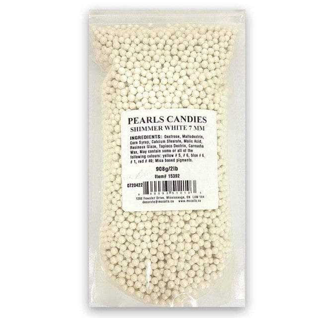 McCall's Shimmer White Pearl Candies - 2lb - 1ct - Elegant Edible Pearls for Cake Decorating & Desserts (1ct)