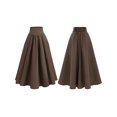 thumbnail image 3 of Women High Waist A Line Maxi Skirt Drawstring Adjustable Waist Plus Size Flowy Long Skirt Brown XXL, 3 of 9