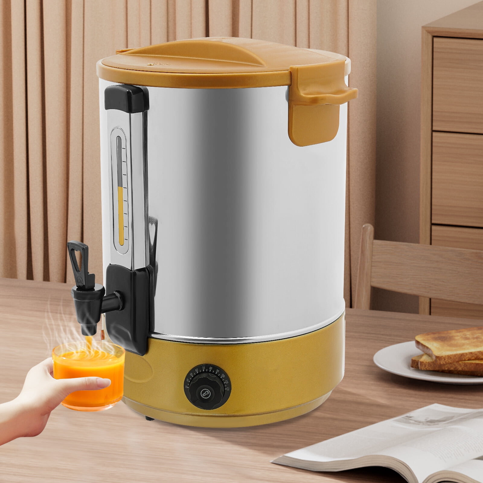 19.2 L 304 Stainless Steel Commercial Hot Water Dispenser with Water Level Gauge