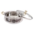 thumbnail image 3 of Indian Art Villa Stainless Steel Handi Bowl - 68 oz, 9.2" Diameter with Glass Lid, Elegant Serveware, 3 of 5