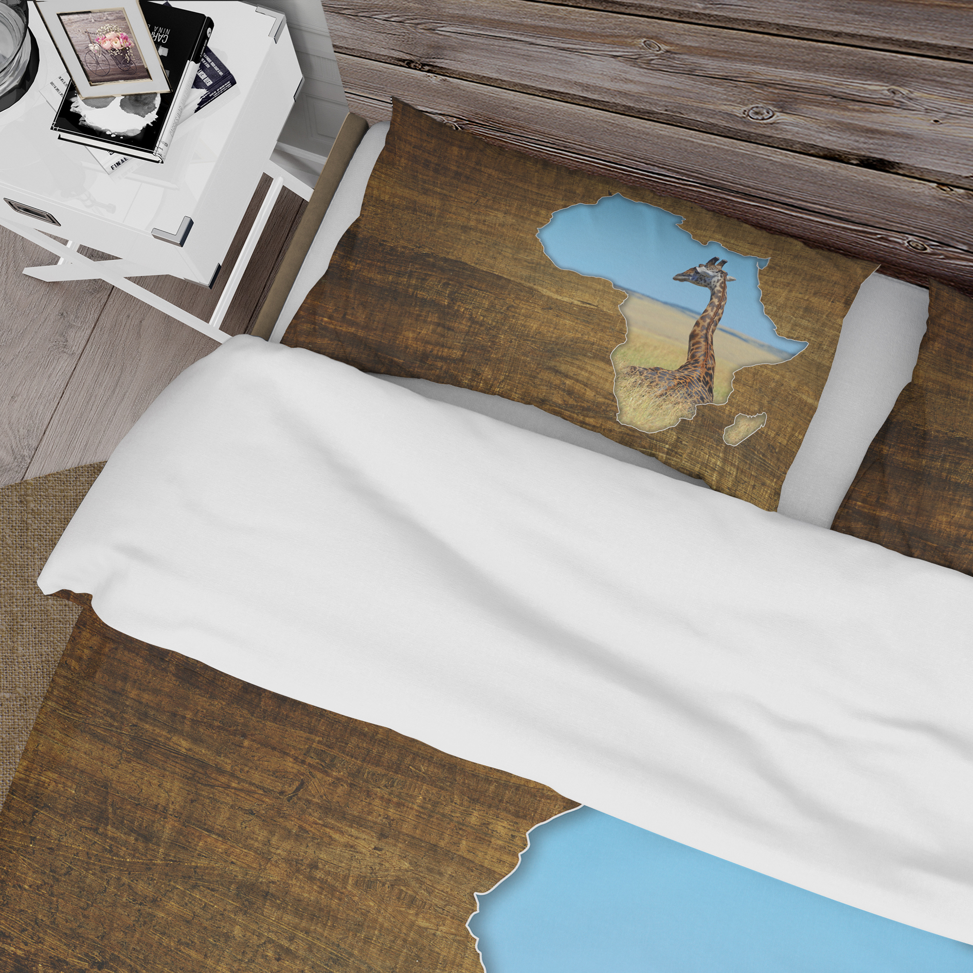 Designart 'Africa Wildlife Map Design' Abstract Duvet Cover Set